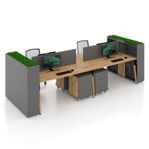 Комп'ютерний стіл на 4 особи з перегородкою для Open Space Salita Графіт Co_d 35/6