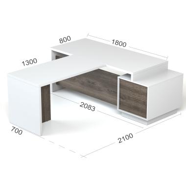 Письмовий стіл з брифінг приставкою Salita Промо-Топ Білий та Дуб Палена (33-04wd)