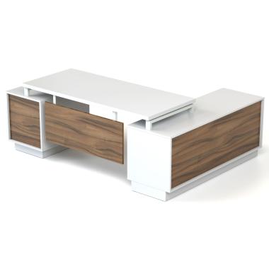 Комп'ютерний двотумбовий стіл Salita Промо Білий та Горіх (29-40wo)