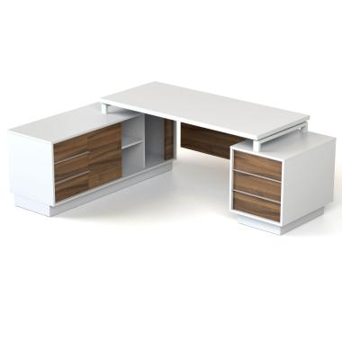 Комп'ютерний двотумбовий стіл Salita Промо Білий та Горіх (29-40wo)