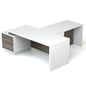 Письмовий стіл з брифінг приставкою Salita Промо-Топ Білий та Дуб Палена (33-04wd)