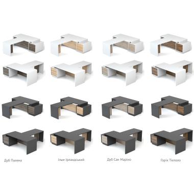 Письмовий стіл з брифінг приставкою Salita Промо-Топ Білий та Дуб Палена (33-04wd)